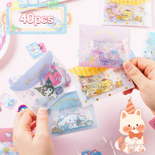 40 Chiếc Kawaii Dán Gói Hoạt Hình Sanrio Kuromi Giai Điệu Hello Kitty Cinnamoroll Tay Acount Miếng Dán Trang Trí Bé Gái Quà Tặng Đồ Chơi Trẻ Em
