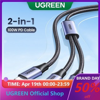 Cáp sạc nhanh 2 trong 1 Type-c 100W UGREEN, Hỗ trợ PD, Sạc cho 2 thiết bị USB-c cùng một lúc, Tương thích cho iPhone 15, Samsung S24, Huawei adn Xiaomi Laptop