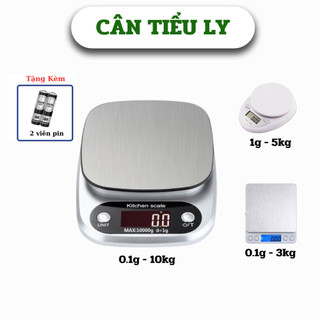 Cân điện tử mini, cân tiểu ly điện tử - 0.1g đến 10kg chính xác cao tặng kèm pin