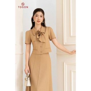 Bộ be đũi nhật: Áo cổ đính nơ + CV xòe rủ - TOSON B1321E94