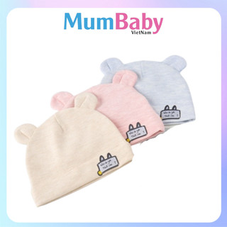 Mũ Sơ Sinh Đeo Đầu Chất Liệu Cotton Dệt Kim Cho Bé Từ 0-6 Tháng Giữ Ấm Đầu Cho Bé Co Giãn Không Làm Ngứa Trẻ MumBaby