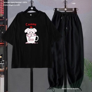 freeship Sét Áo phông Thỏ Camy+ quần bom chun, Sét bộ Unisex chất đẹp, không xù mặc ở nhà và mặc đi chơi -ShopTrang