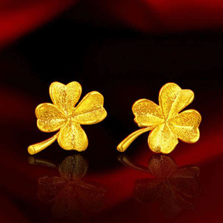 Bông tai cỏ ba lá may mắn Bông tai mạ vàng 18K Trang sức