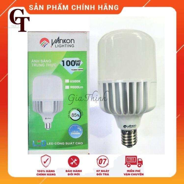 Yankon Bóng Đèn LED BULB trụ nhôm công suất 70W 100W Đuôi đèn E40 Tản nhiệt NHÔM, ánh sáng trắng
