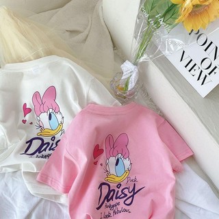 Áo Thun Nữ Tay Ngắn Bé Gái Cotton Nguyên Chất Quần Áo Bé Gái Mùa Hè Hợp Thời Trang Trẻ Em Vịt Donald