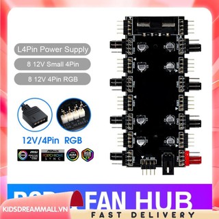 [Kidsdreammall.vn] Bộ chia đa chiều 1 đến 8 RGB Bộ chuyển đổi HUB 12V / 4 chân cho bo mạch chủ quạt