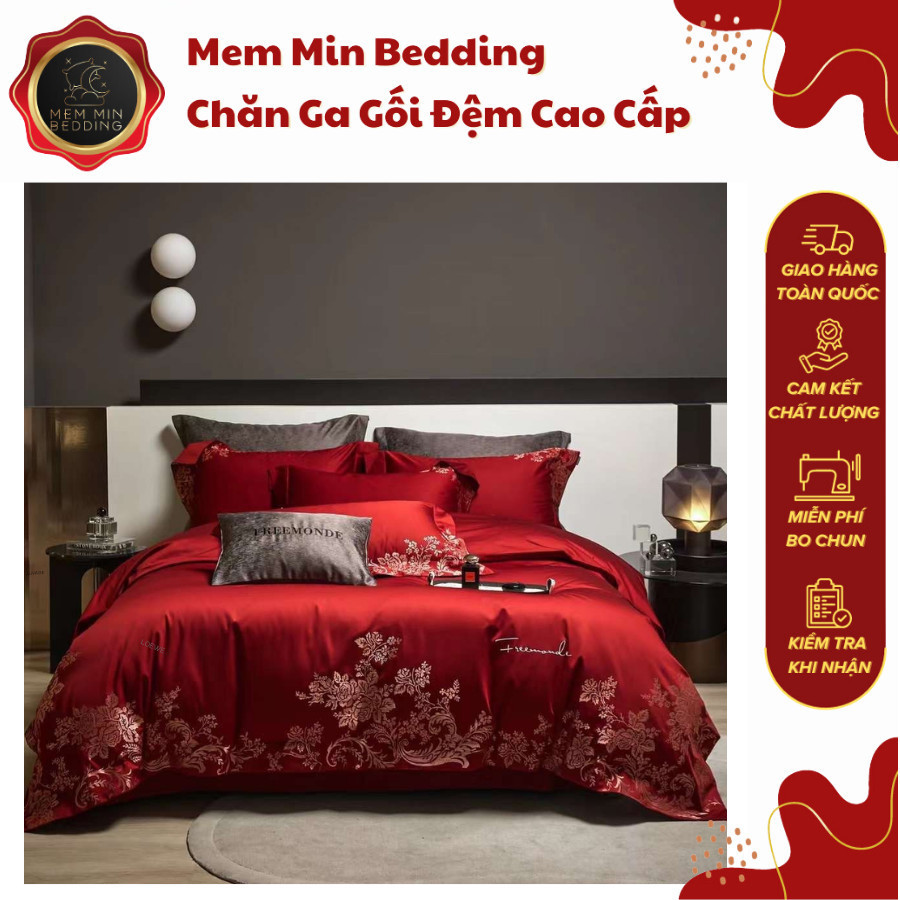 (L4197)Bộ Chăn Ga Gối Lụa Alanine Chất Liệu Mềm Mại Nhập Khẩu - MemMinbedding Luxury