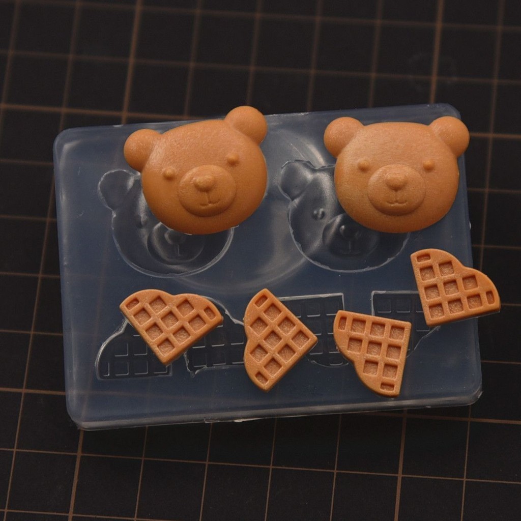 Tự Làm Gấu Waffle Thu Nhỏ Kẹo Đồ Chơi Bánh Quy Khuôn Silicon Siêu Nhẹ Đất Sét Nhựa Đất Sét Waffle Kh