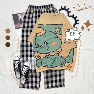 Sét bộ áo nam nữ quần kẻ Unisex Full Form to, rộng rãi, thoải mái, NHIỀU MẪU HOT, đồ bộ hoạt hình Freesize DVGIT