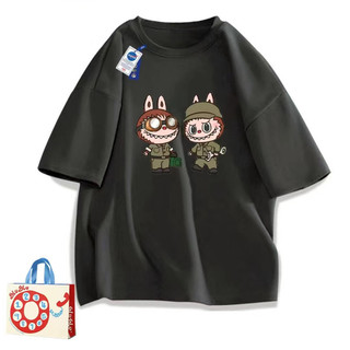 Anime Mùa Hè Hoạt Hình Hai Labubububu In Hình Cổ Tròn Tay Ngắn Thời Trang Nữ Áo Thun Rời Cặp Đôi Top