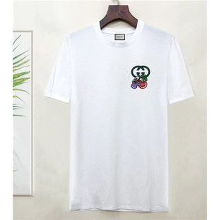Gucc1 Nam Mới Logo Anh Đào Thêu Cotton Cổ Tròn Tay Ngắn S-4XL