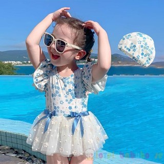 Lbh-girls Đồ Bơi UPF 50 + In Hoa Váy Tắm Đi Biển Áo Liền Quần