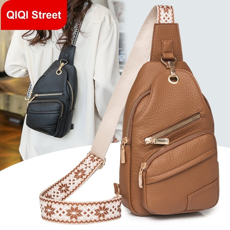 Túi đeo ngực đa năng cổ điển mới Da PU chống thấm nước Túi mẹ đa chức năng tinh tế