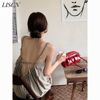LISCN váy Đầm váy nữ body đầm Vintage Korean Đơn giản Dễ thương WSQ2460NUY 26Z240625