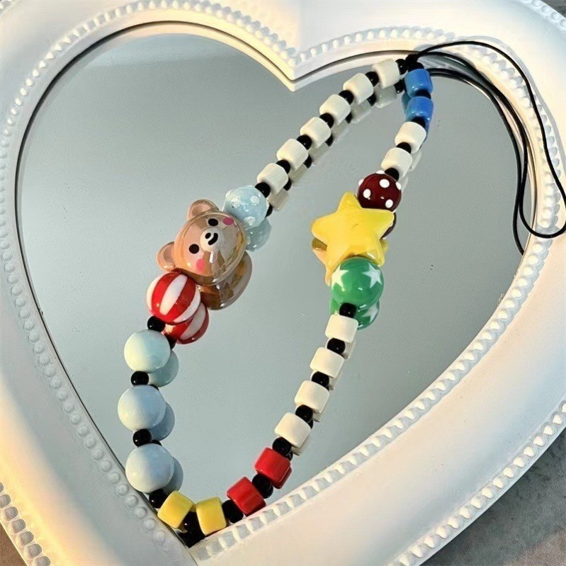 Thích hợp cho tất cả các trường hợp điện thoại thương hiệu Phim hoạt hình INS Siêu nhân dễ thương Hoa thỏ nơ Vỏ điện thoại Phụ kiện treo Vòng tay airpods Cô gái màu hồng Vòng tay chống mất