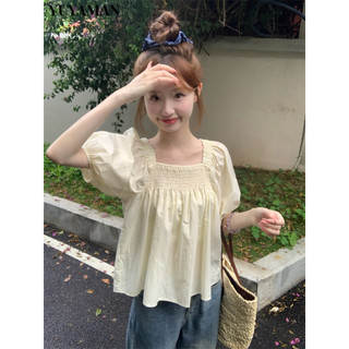 YUYAMAN áo phông áo thun nữ croptop baby tee Vintage phổ biến Casual Xu hướng WTX2460NZ0 26Z240627
