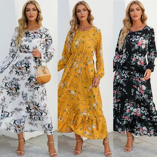 Váy nữ dài tay Đầm hoa phong cách Bohemia Plus Size