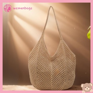 ✿ Wb ✿ Phụ Nữ Đan Túi Đeo Vai Màu Trơn Móc Túi Lưới Dung Tích Lớn Dệt Kim Tote Túi Xách Nữ Túi Xách Hàng Ngày