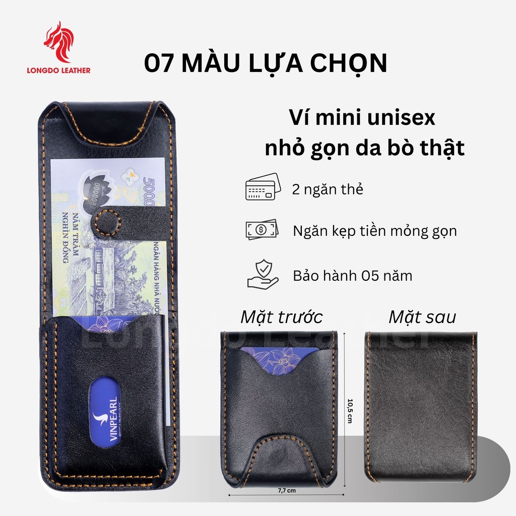 Ví mini nam da bò thật thương hiệu Longdo Leather - Ví sen 5