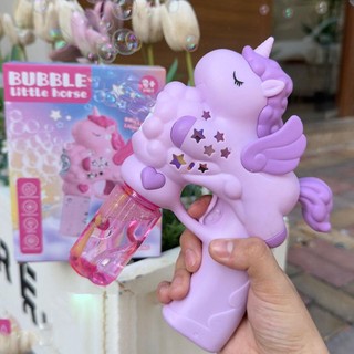 Unicorn Pony Bubble Machine Đồ chơi bong bóng không gian Đồ chơi bong bóng hoàn toàn tự động dành cho trẻ em