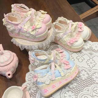 💖Giày Gothic Dễ Thương💖 Đế Đế Đế Dày Cổ Tích Gothic Cô Gái Cô Gái Kem Ngọt Dâu Giày Da Nhỏ