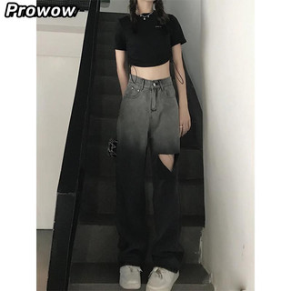 Prowow quần ống rộng quần nữ jean Popular Minimalist hàn quốc Phong cách WNK2440E04 15Z240412
