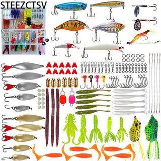 Wow bộ mồi câu cá di động mồi giả ếch minnow mồi mềm bộ móc có hộp câu cá cho nước ngọt nước biển