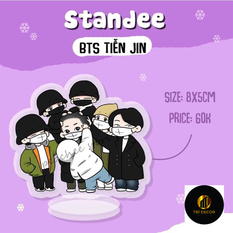 Mô hình Standee KPOP Chibi BTS Jungkook V Jin Jimin Phụ kiện trang trí để bàn góc học tập