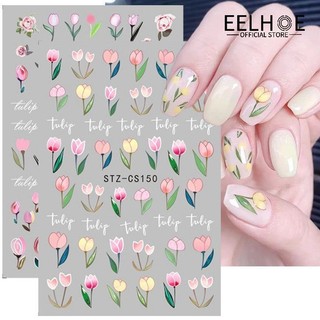 EELHOE Hoa Tulip Móng Tay Nghệ Thuật Miếng Dán Hoa Làm Đẹp Làm Móng Decal Hồng Xuân Hè Nhỏ Tự Dính Đề Can Hoa Cúc Tự Dính Chống Nước miếng Dán Kính Cường Lực