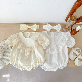 Mùa Hè Cho Bé Jumpsuit 2024 Hoa Ren Romper Sơ Sinh Bé Gái Ngọt Ngào Tay Ngắn Cho Bé Onesie Romper