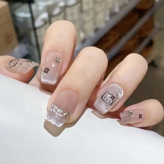 Đầu Móng Tay Tay Ngắn Ngọt Ngào Dễ Thương Pháp Chuyển Đổi Mắt Mèo Hoạt Hình UV Làm Đẹp Móng Tay