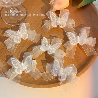 Ren trắng bướm mỏ vịt kẹp nữ ngọc trai hairclip phụ kiện tóc