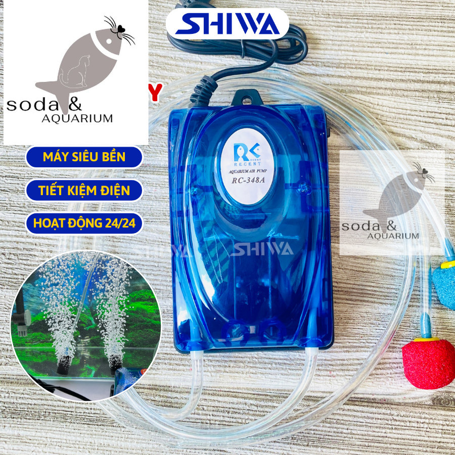 Máy Sủi Oxy Bể Cá 2 Vòi-348A / 1 Vòi-248A - Sục Khí Oxy Mini Cho Hồ Cá