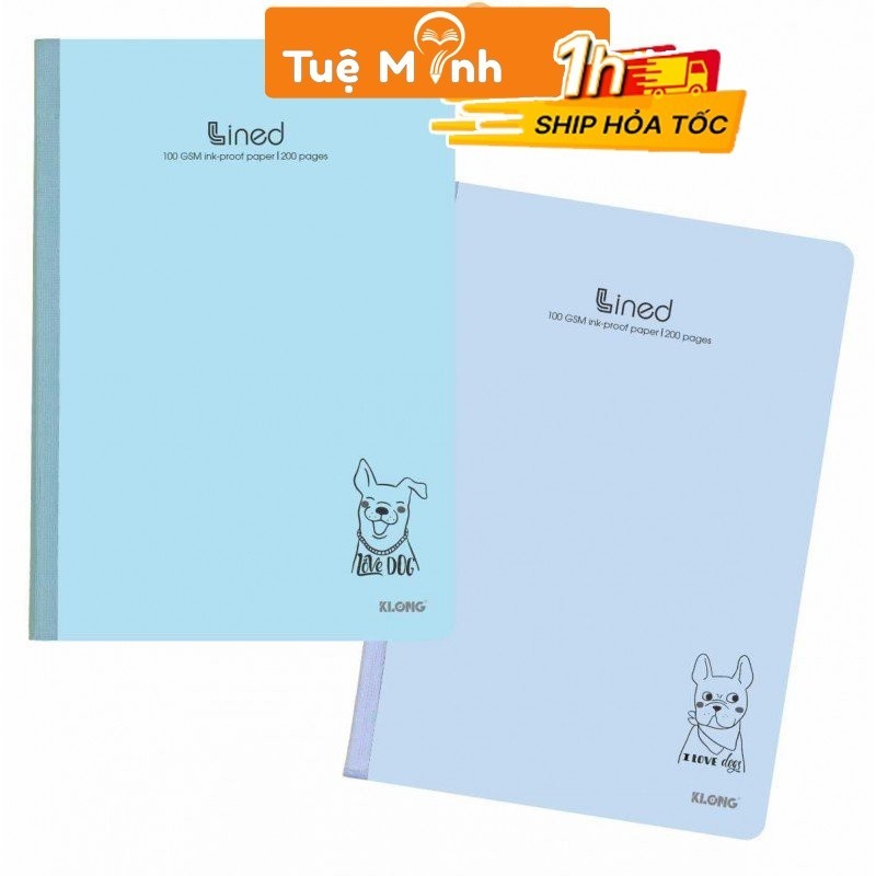 Vở B5 200 trang VPPTUEMINH kẻ ngang-Line Klong [Chọn Màu] Ms 842 may dán gáy Klong, tập sổ Klong