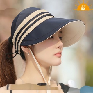Touch Skin Ice Feel Hai Mặt Mặc Mũ Rỗng Vành Lớn Mùa Hè Phong Cách Mới Có Thể Buộc Đuôi Ngựa Lớn-