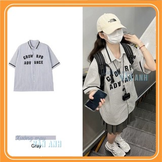 Áo Sơ Mi Tay Ngắn SỌC Dáng Rộng Thời Trang Mùa Hè Phong Cách Hàn Quốc Cho Nữ
