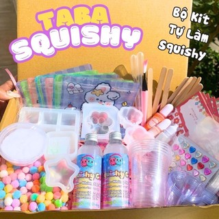  Bộ Kit Tự Làm TABA SQUISHY Đầy Đủ Keo,Khuôn,Cốm,Túi Đựng,Que Khuấy,Ly Nhựa,Màu,Bột Lông
