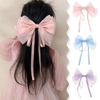 Haimeikang mới nhiều lớp ngọc trai lưới quá khổ nơ viền kẹp tóc tính khí nữ đầu lưng mùa xuân kẹp ngọt ngào phụ kiện tóc