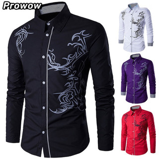 Áo sơ mi mỏng ProwowRetro ôm sát phong cách dân tộc, thời trang nam mùa xuân