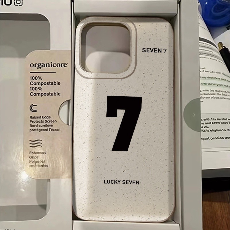 Ốp Điện Thoại Đơn Giản Số 7 May Mắn Tối Giản Cho iPhone11 12 13 14 15 Pro Max 7 + 8 Plus XS X XR Vỏ 