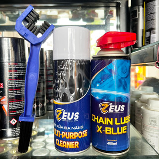 Combo Rửa Sên Dưỡng Sên Xe Máy Zeus 400ml Kèm Bàn Chải Chà Sên 3D