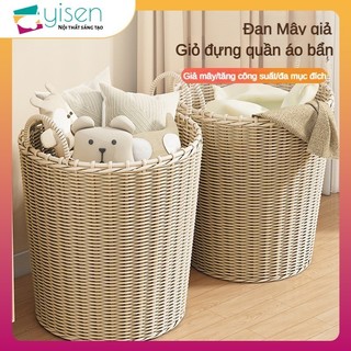 Giỏ đựng quần áo, Giỏ đựng đồ giặt, Giỏ đựng đồ lớn có mây giả, Giỏ đựng quần áo bẩn gia dụng