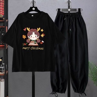 Sét Áo cô bé tuần lộc quần bom chun, Áo thun from rộng, Chất đẹp không xù, Sét bộ mặc ở nhà - DVGIT