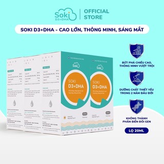 Combo 6 Siro SOKI D3+DHA Tăng Cường Sức Khỏe, Hấp Thu Calci, Bổ Sung Dưỡng Chất Thiết Yếu  - Lọ 20ml