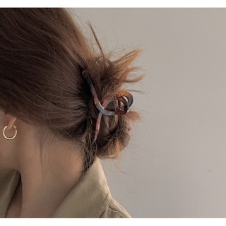 Hàn Quốc Retro Sang Trọng Chữ Thập Lấy Kẹp Trong Suốt Cuộn Tóc Tắm Tóc Lấy Đơn Giản Phù Hợp Với Pháp Tóc Phụ Kiện Tóc