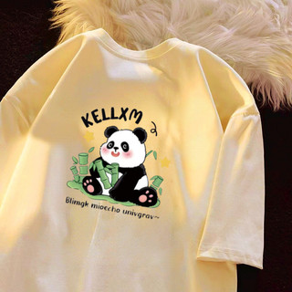 [Polyester] Áo thun ngắn tay in hình gấu trúc mới mùa hè dành cho nữ cổ tròn dáng rộng đa năng