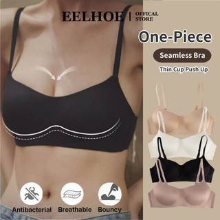 EELHOE Áo Lót Liền Mạch Siêu Mềm Mỏng Miếng Lót Cổ Mochi Áo Ngực Chắc Chắn Nhỏ Push Up Bra Không Dây Quần Lót Nữ miiki_vn