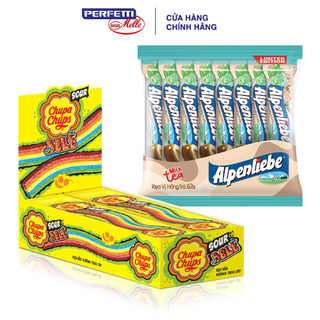 Combo 1 gói Kẹo Alpenliebe Vị Hồng Trà Sữa và 1 hộp Kẹo Dẻo Chupa Chups Sour Belt 32 dây
