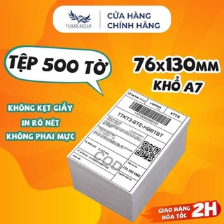 Giấy in nhiệt a7 76x130mm tệp 500 tờ có keo dán sẵn