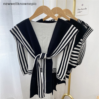 Newwellknownepic Phong Cách Hàn Quốc Thời Trang Dệt Kim Khăn Choàng Áo Sơ Mi Vai Sọc Cổ Giả Phong Cách Retro Khăn Nữ Phụ Kiện VN